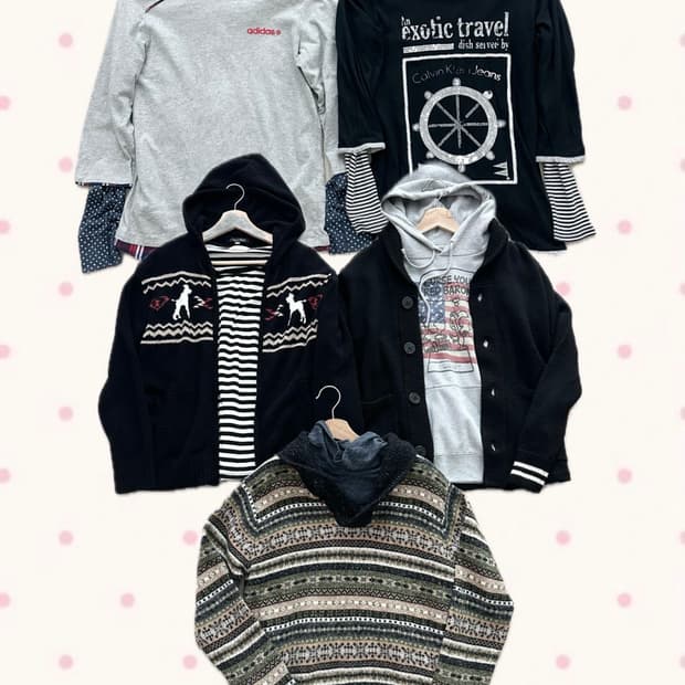 jpn 키치 러힙 웨스턴 괴짜 레이어드 상의세트