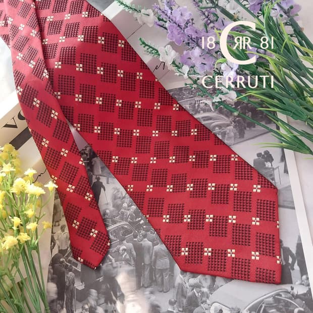 NINO CERRUTI 세루티 실크 와인레드 자카드 넥타이 9.8cm A