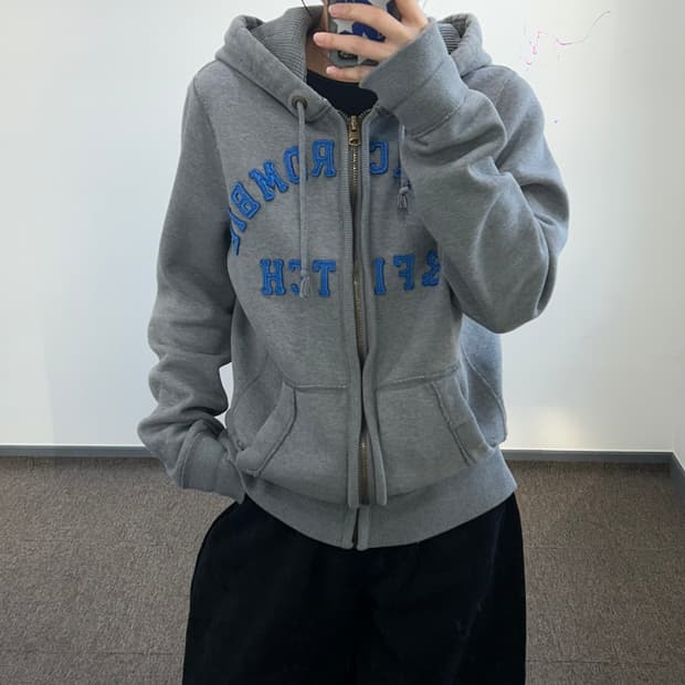 Abercrombie 아베크롬비 스펠아웃로고 그레이 후드집업