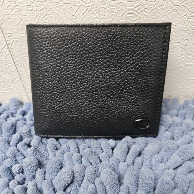 코치 블랙 가죽 반지갑 남성용  11*9