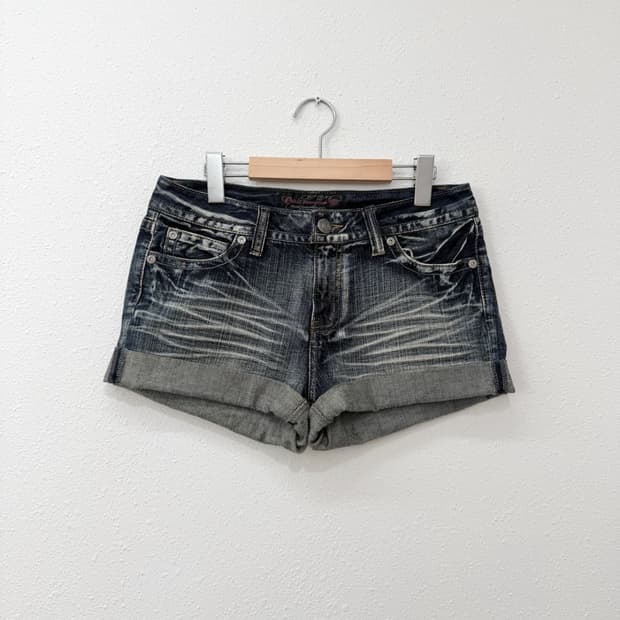 갸루 빈티지 워싱 데님 숏팬츠