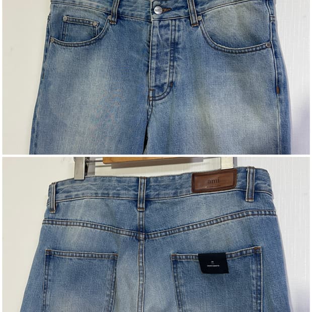 AMI 아미 백 가죽패치 청바지 데님 워싱 진 31(29) 연청