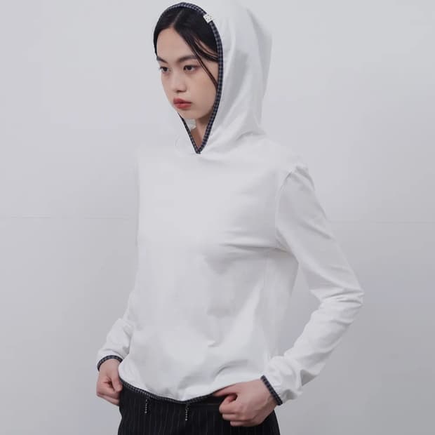 LONG HOODED T-SHIRT, IVORY