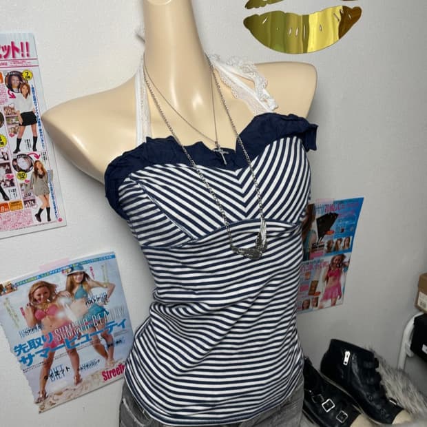 미국 빈티지 아베크롬비 스트라이프 탑 슬리브리스 블라우스 핀터레스트