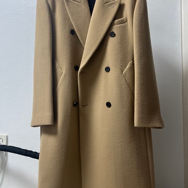 이에이 wrap 더블 오버코트 카멜 m