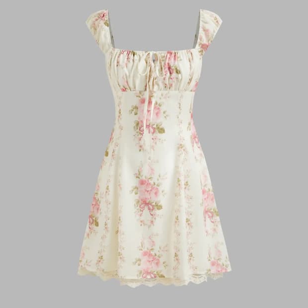 square neck floral mini dress