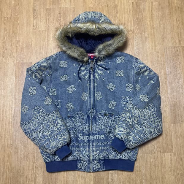 슈프림 반다나 자카드 데님 워크자켓 후드집업 L