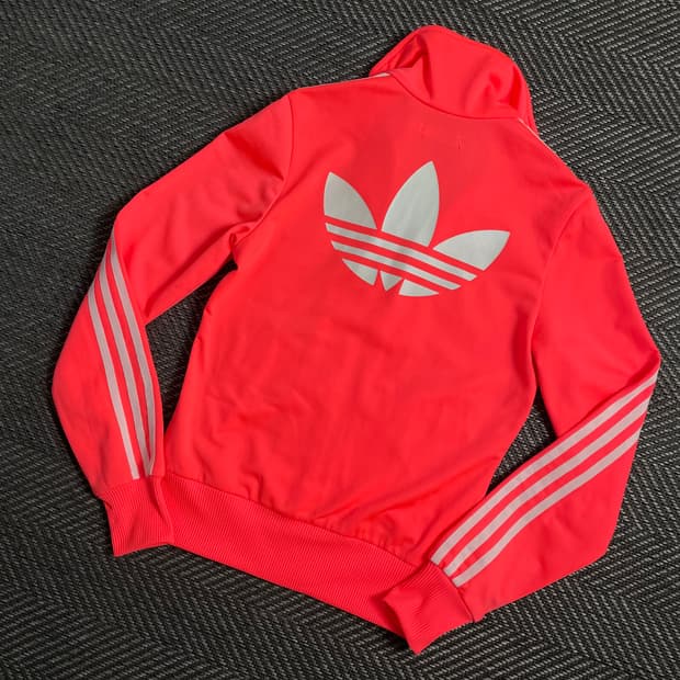 아디다스 우먼스 파이어버드 빅로고 네온 핑크 트랙탑 져지y 4328