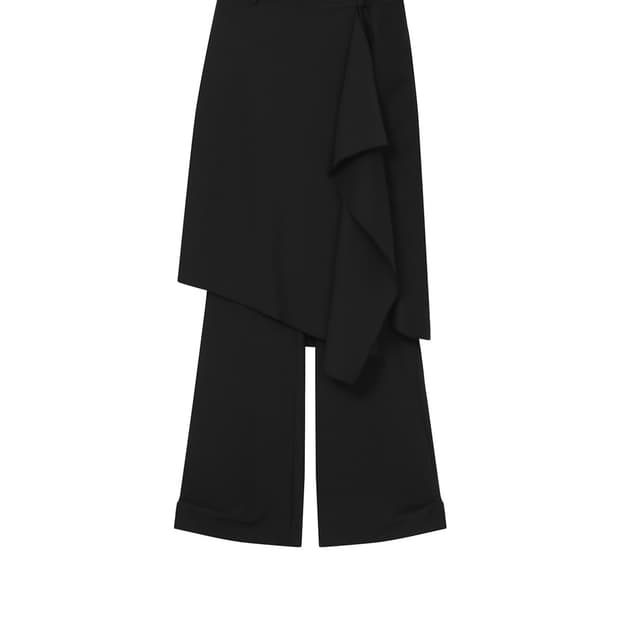 Draped midi skirt pants SET BLACK