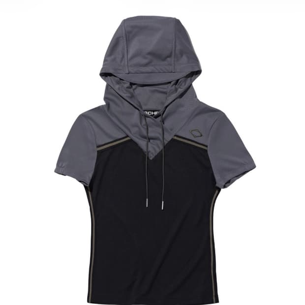 MSCHF Shirring Hooded Jersey Top Black
