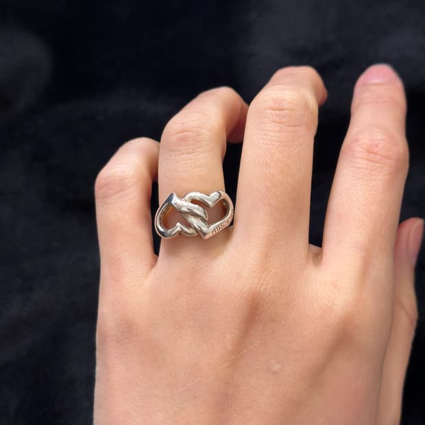 Moschino double heart 925silver ring