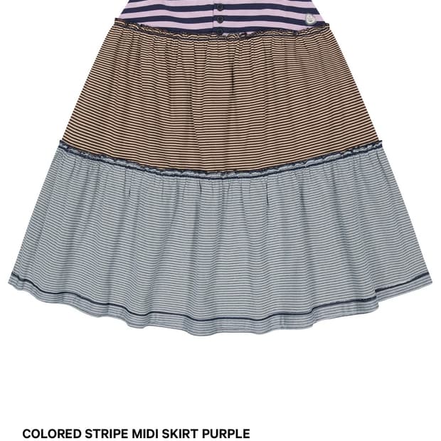 코이세이오 컬러드 스트라이프 미디 스커트 퍼플
