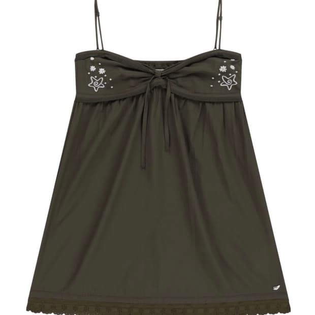 SOLAR STITCH MINI DRESS BROWN