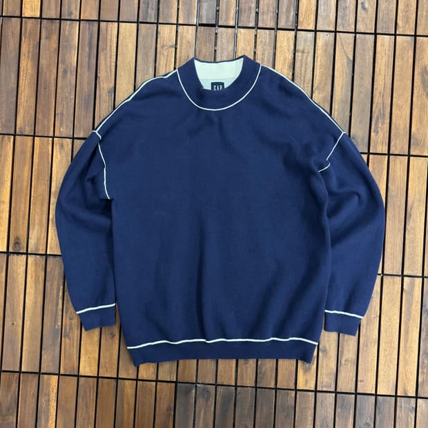갭 GAP 라인 디테일 네이비 니트 (L) 