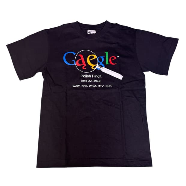 빈티지 구글 폴란드 프로모션 그래픽 티셔츠 M