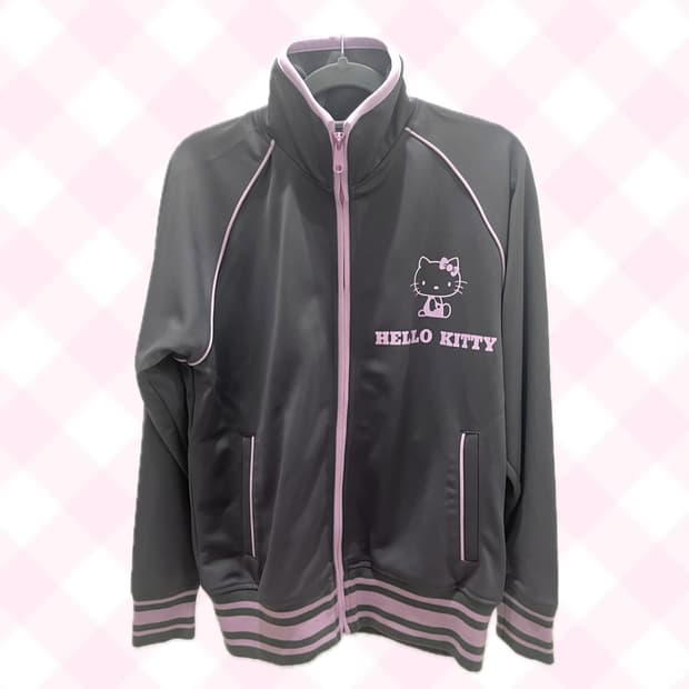 헬로키티 핑크 그레이 회핑 져지 트레이닝 상의 빈티지 핀터레스트