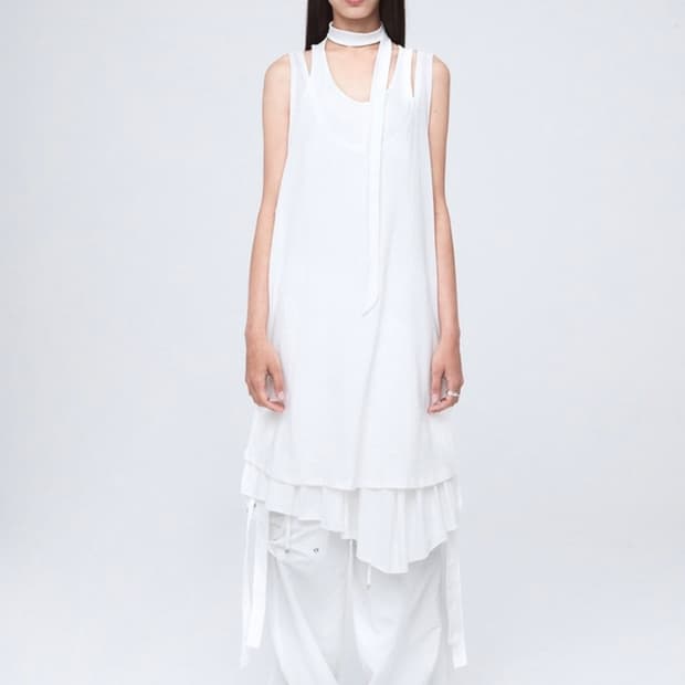 NACHE 나체 레이어드 원피스 화이트