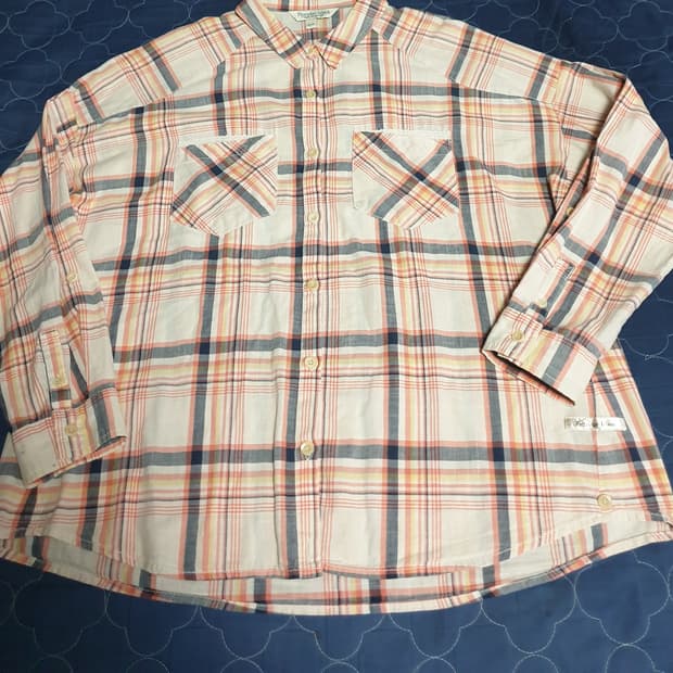 (빈티지) 써스데이아일랜드 레이스 더블포켓 클래식체크 셔츠 (S)