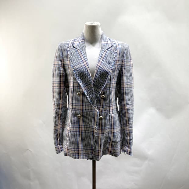 시슬리 여성린넨자켓 체크 90 