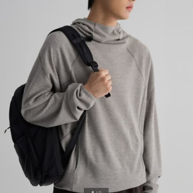 8seconds 에잇세컨즈 와플 져지 후드 풀오버 티셔츠 베이지