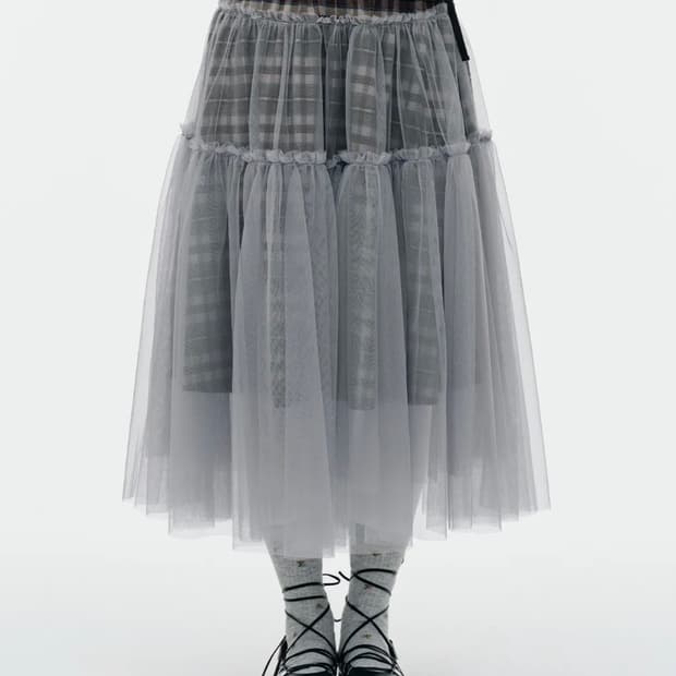 구함) 뚜오미오 check tulle skirt  체크 스커트