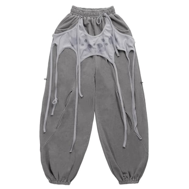 오호스 피그먼트 에이프런 셋업팬츠 그레이 구함