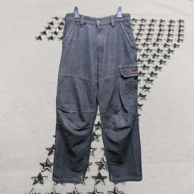 y2k 흑청 카펜터 카고팬츠