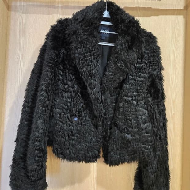 Armani jeans black fur jacket