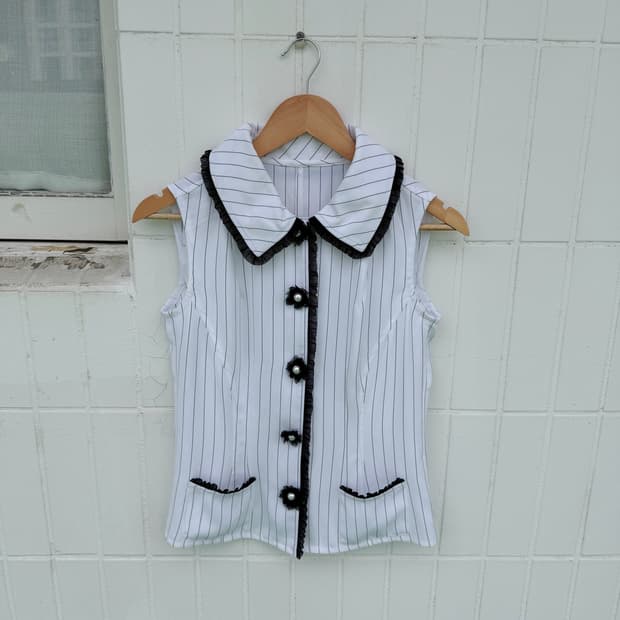 Pearl Button Stripe Blouse