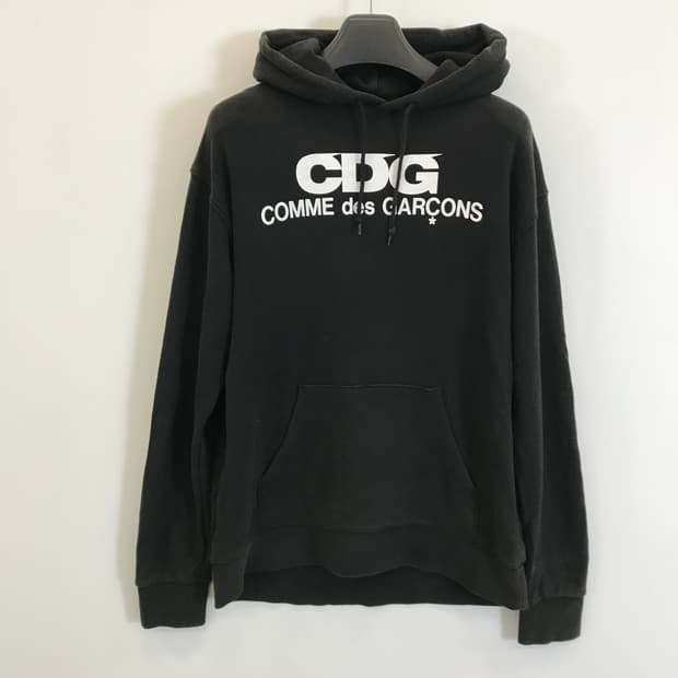 꼼데가르송 CDG로고 후드티셔츠 블랙 [XL]