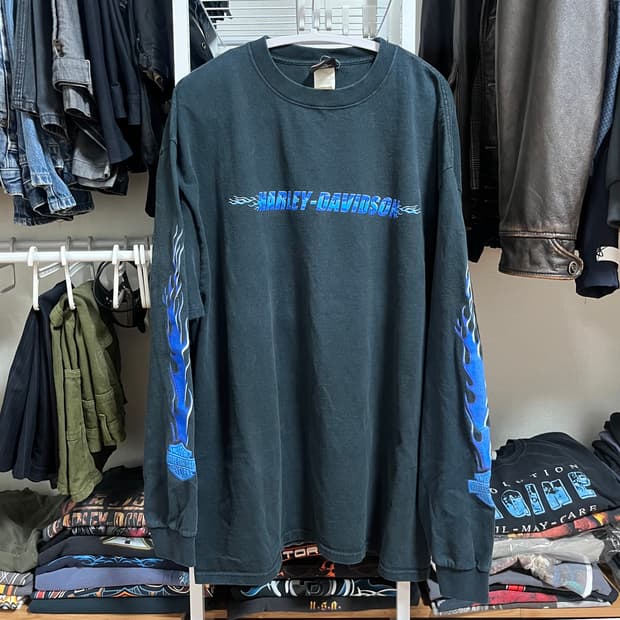 Harley Davidson Blue Flame Long Sleeve