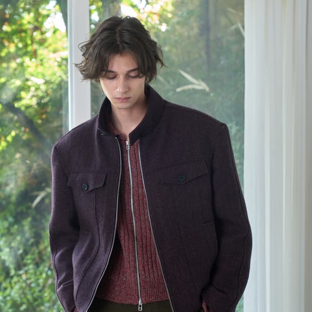 웨이비니스 스퀘어 해링턴 자켓 레드 헤링본2