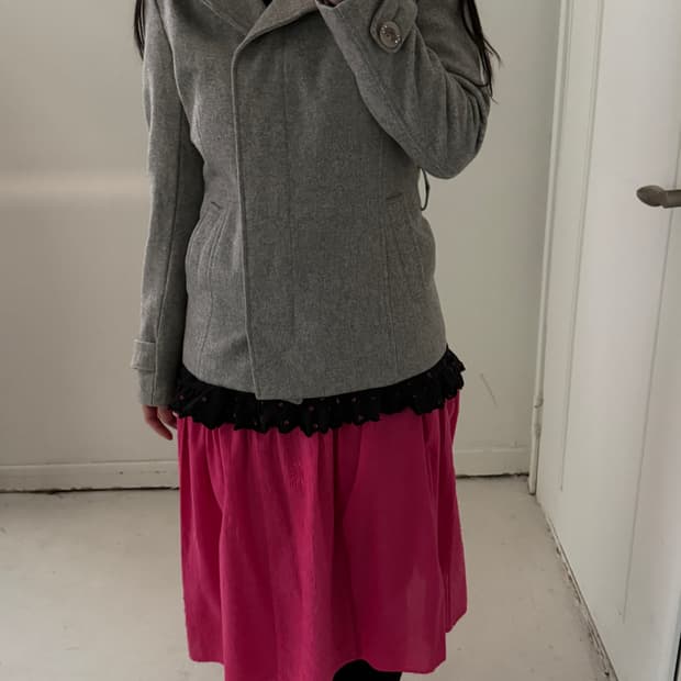 일본빈티지 연그레이 하이넥 자켓 코트