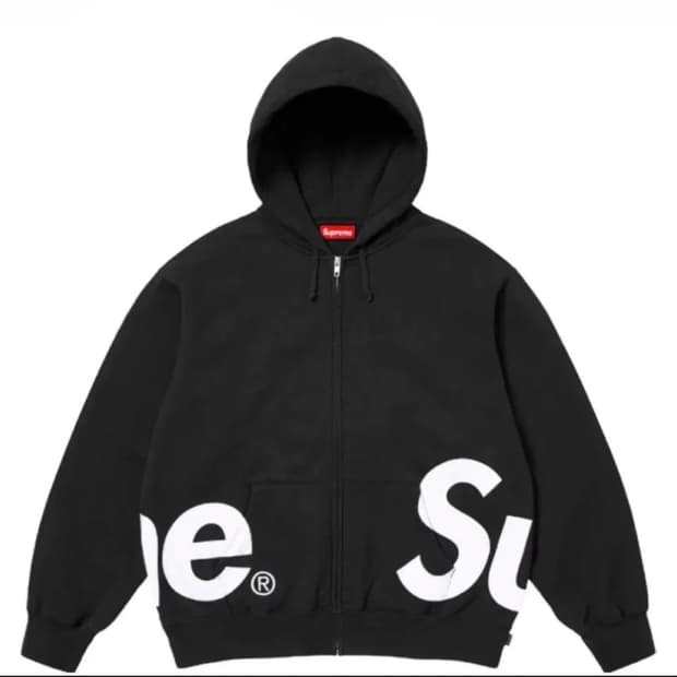 슈프림 빅 로고 집업 후드 스웨트셔츠 블랙 XXL