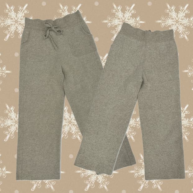 베이지 니트 핸드메이드st 모직 밴딩 팬츠 캐주얼 베이직 