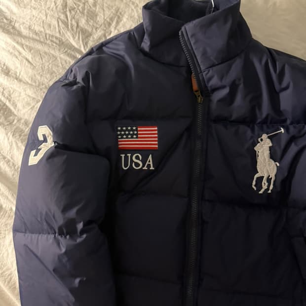 폴로 랄프로렌 빅포니 성조기 패딩 네이비