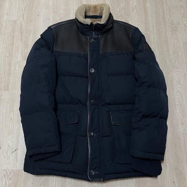 헤지스 남성 양가죽 배색 구스다운 패딩 점퍼 XL/105 