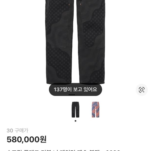 30) 슈프림 플래그 더블 니 페인터 팬츠 블랙 - 26SS