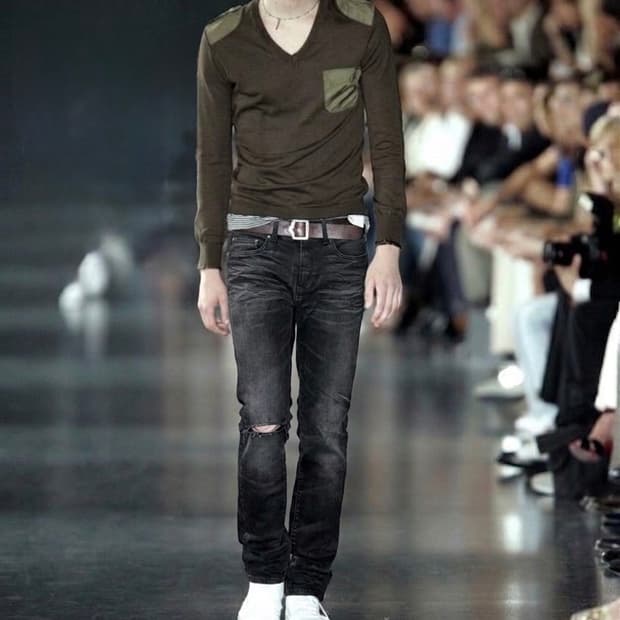 Saint Laurent Washed Distressed Jeans