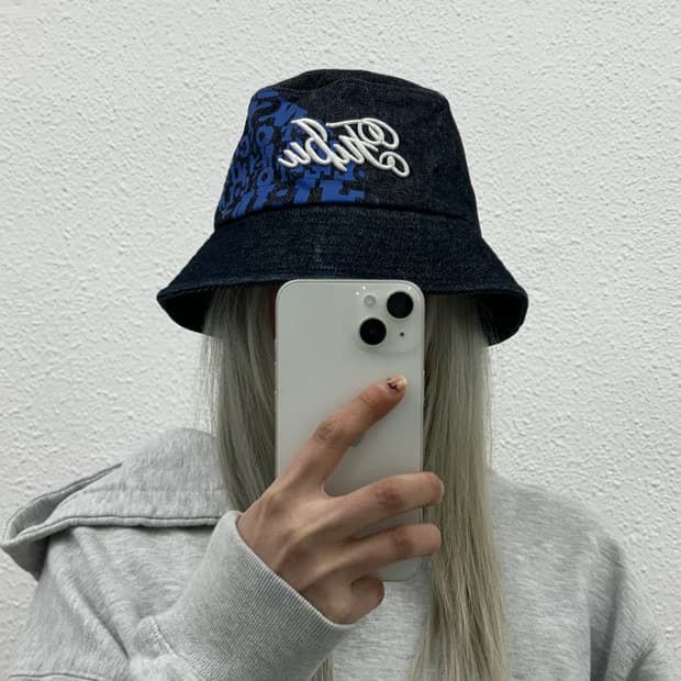 푸부 센터로고 데님 버킷햇
