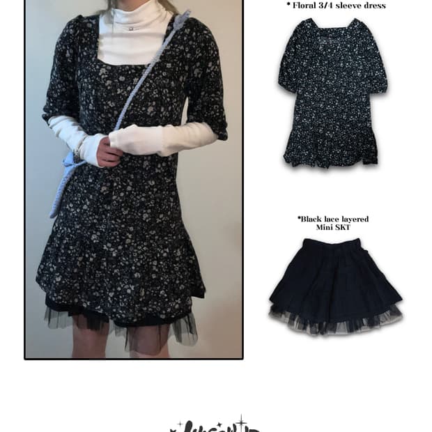 플로럴패턴 원피스 모리걸 갸루