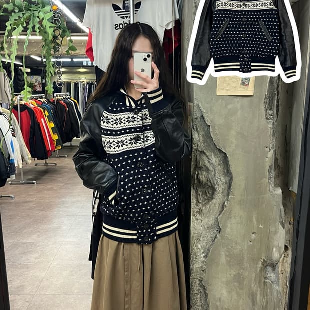 준야 와타나베X꼼데가르송 자카드 노르딕 바시티 자켓 L #csz1856