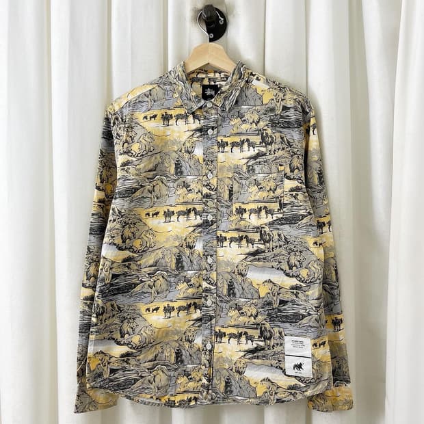 스투시 패턴 코튼 카라 셔츠