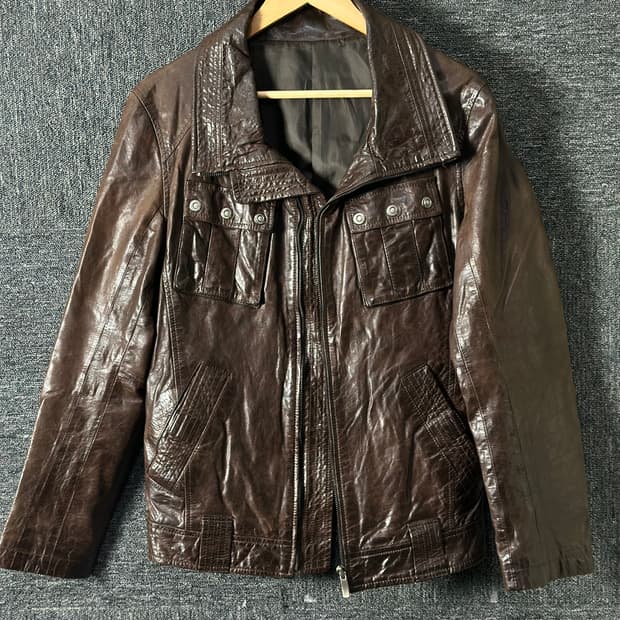 Kinloch Anderson 브라운 가죽 자켓 95