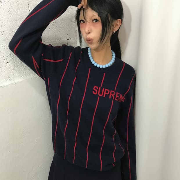Supreme Wide Pinstripe Sweater  - 13FW