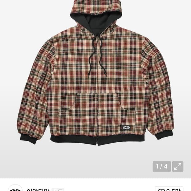 이알티알 Reversible Hoodie Zip-Up Check Red 