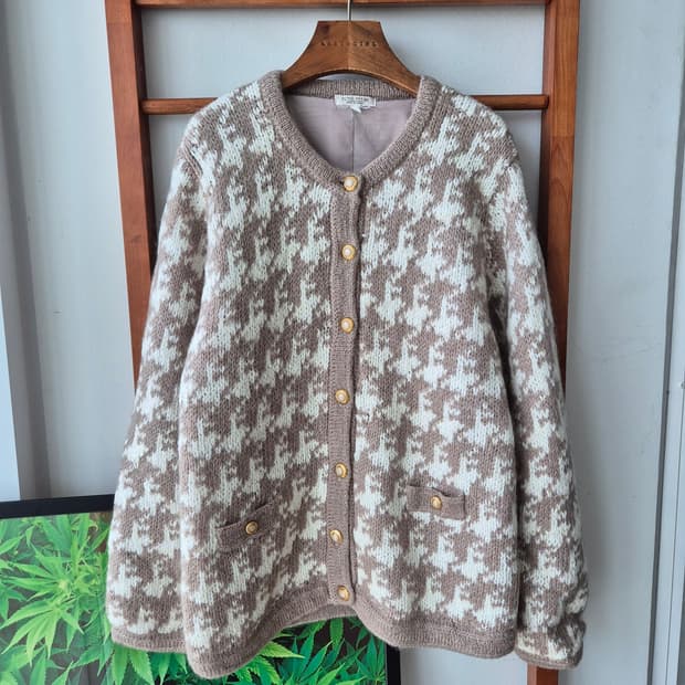 (JPN VTG) 일본빈티지 체크 패턴 가디건 베이지브라운