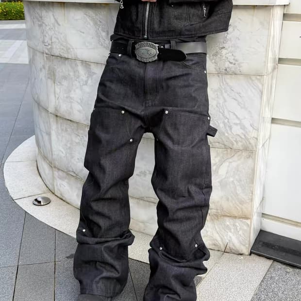 와이드 카고 데님 팬츠