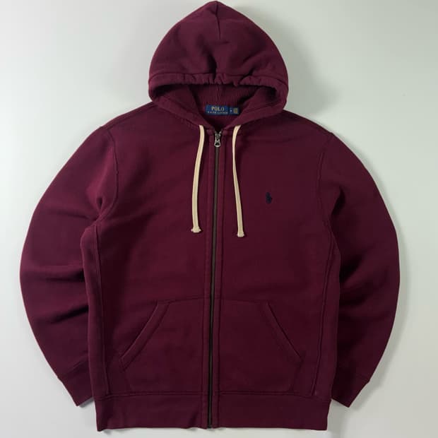 Polo  폴로 랄프로렌 자수 코튼 버건디 써멀 후드집업 