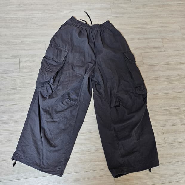 (실착1회) 차콜 카고면바지 와이드팬츠